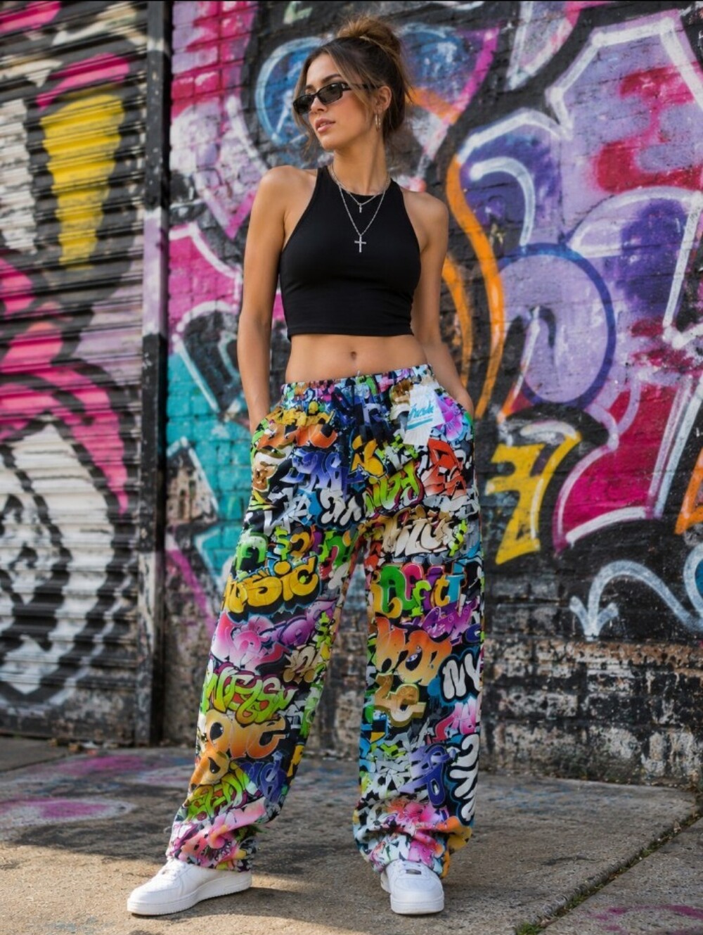 NWT. Fresh Prince. Multi-Color Graffiti Print Jogger Pants